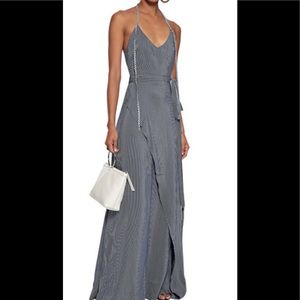 Navy Blue Maxi Wrap Halter Dress